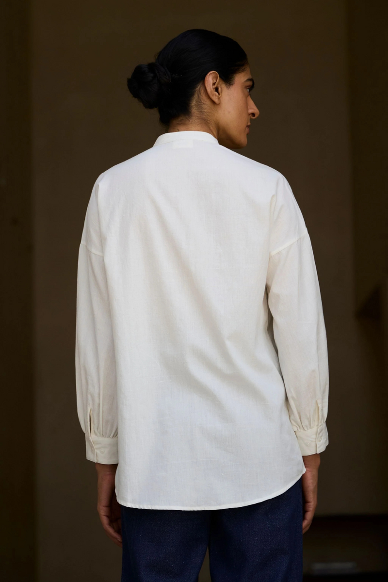 Ryuk Handwoven Embroidered Shirt cotton by The Summer House in white color for women Worldwide