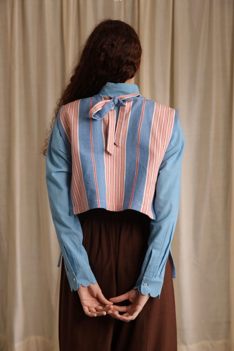 Tori Bib/Overlay- Candy cotton by MASON AND MILL in blue color for women Worldwide