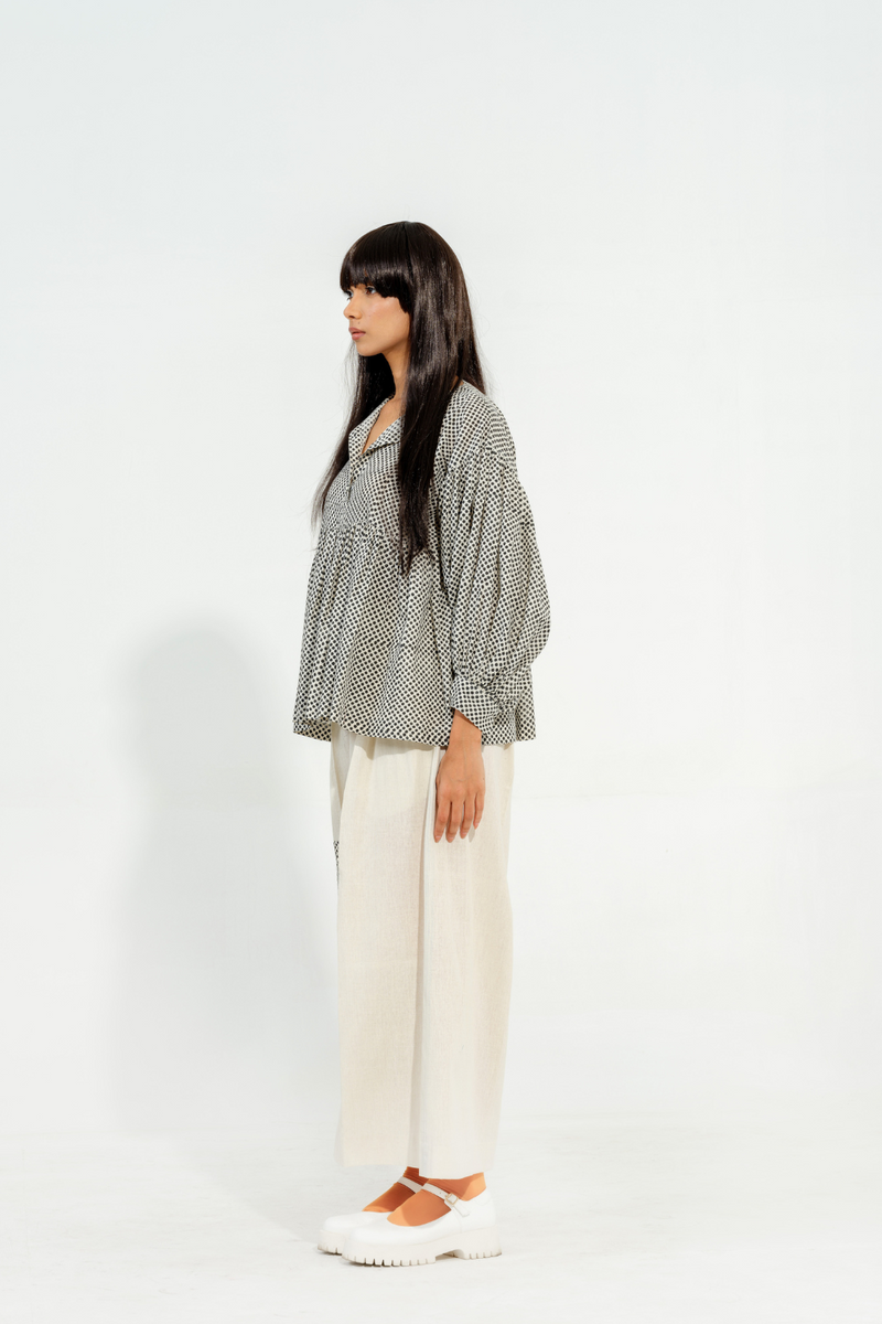 Camphor Top cotton muslin tops and shirts by Stoique in natural, black for women Worldwide