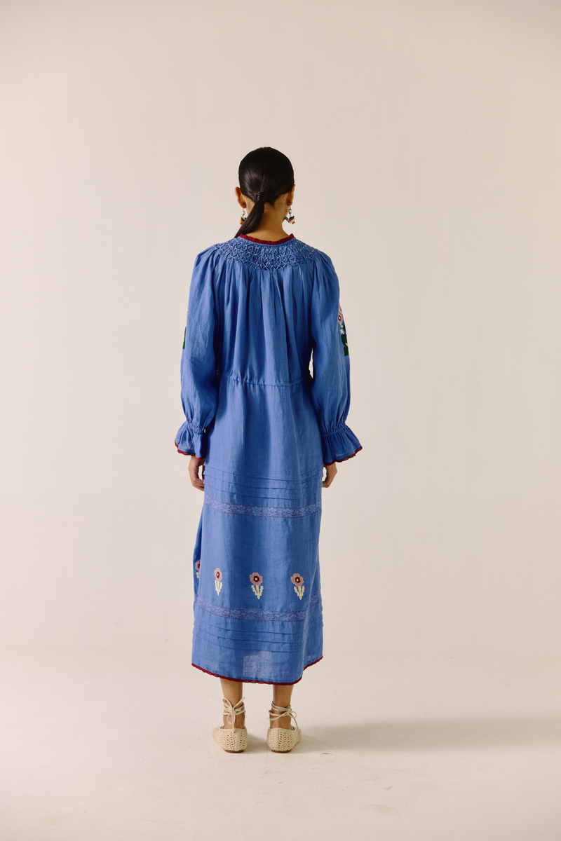 Edith Dress - Electric Blue Pixel Applique by CORD in blue for women Worldwide
