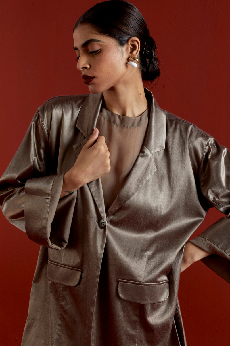 WIDE SLEEVE JACKET CO-ORD-CEDAR satin by THREE for women Worldwide