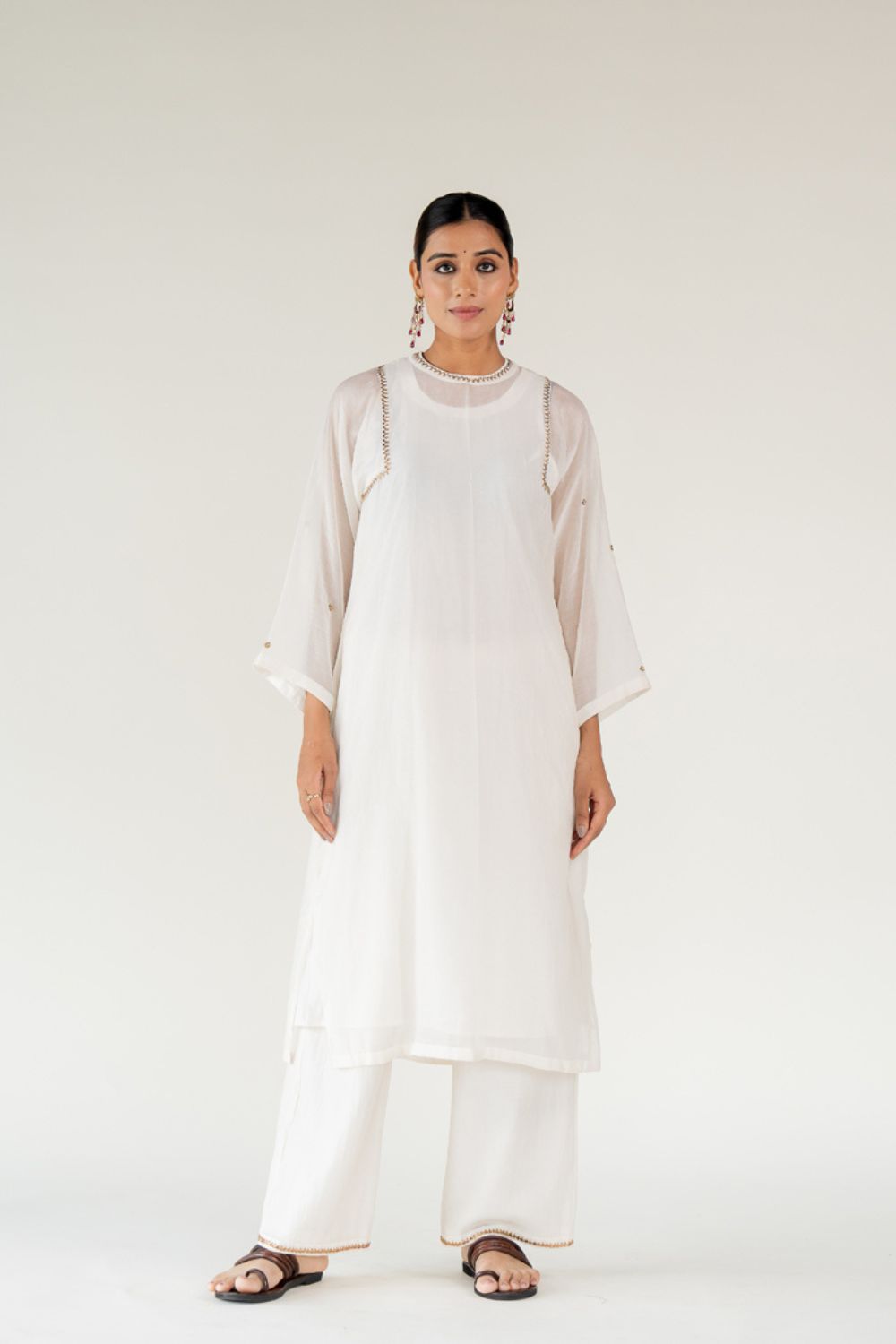 Caftan Kurta Set-Ivory