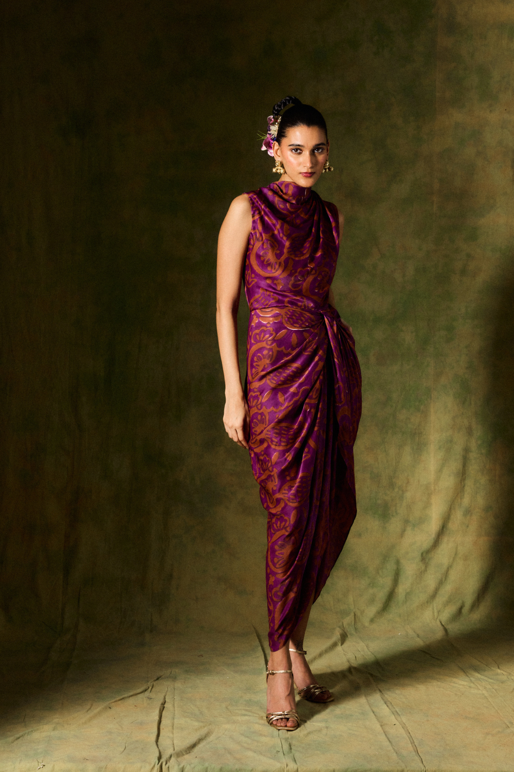 SAANJH SILK DRAPED DRESS