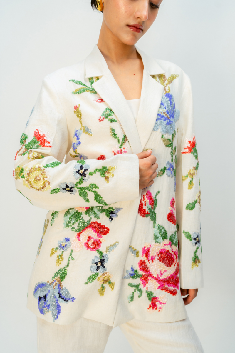 CORAL HAZE JACKET linen jacket/overlay by Ode to Odd in off white for women Worldwide