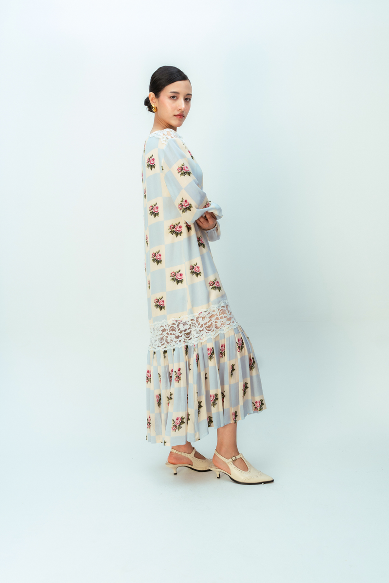 MOONLIT GROVE DRESS crepe dress by Ode to Odd in blue for women Worldwide