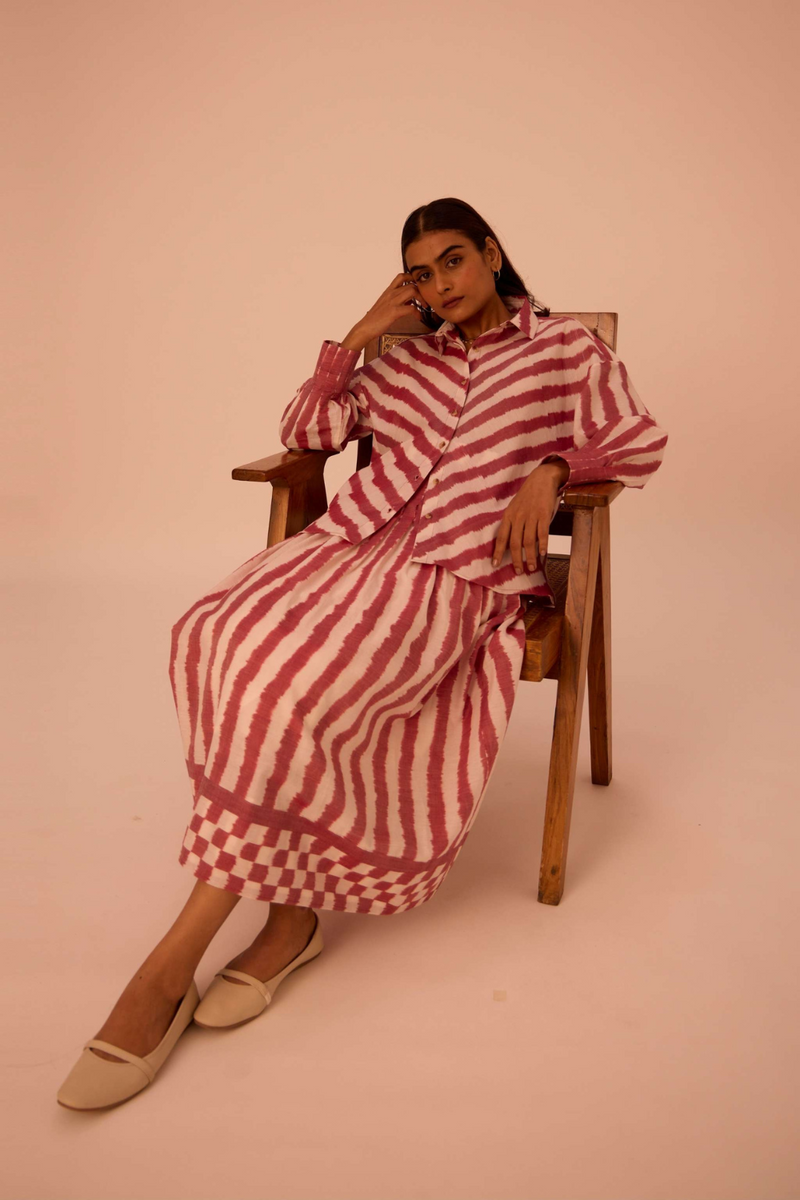 Levin Rhubarb Striped Ikat Skirt cotton by The Summer House for women Worldwide