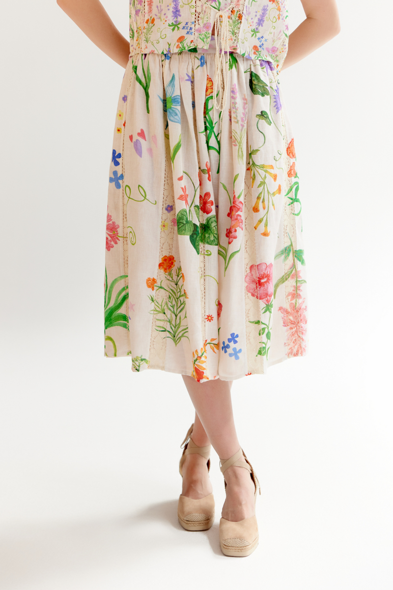 Freya Skirt - Flora linen by NOIB for women Worldwide
