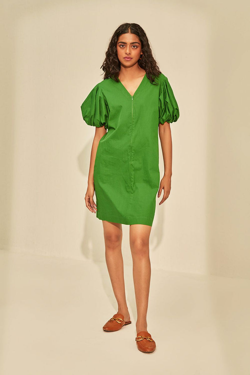 Sugarcane Dress poplin by Khara Kapas in green for women Worldwide