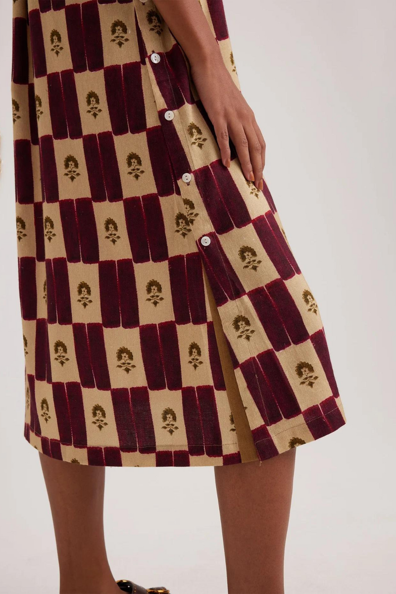 Zen Dress-Stamp Checks rayon by CORD for women Worldwide