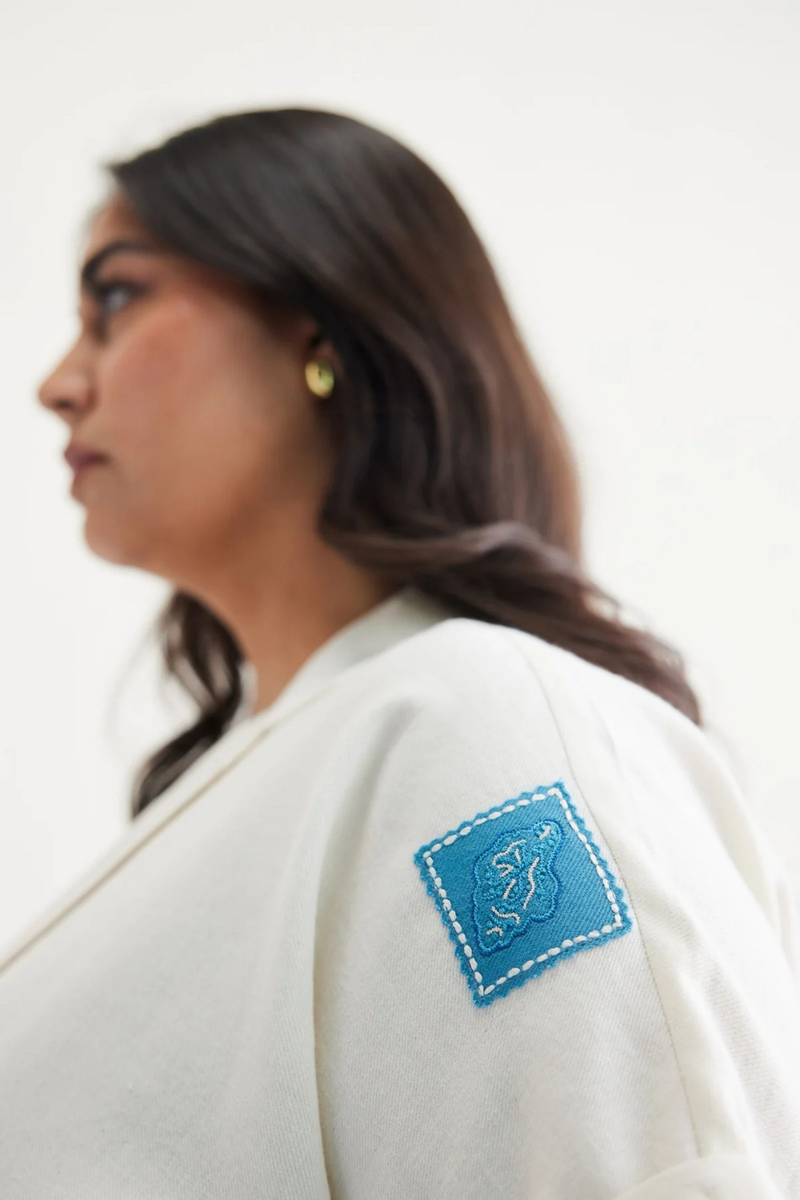 Free As The Ocean Handwoven Twill Top twill by SUI in white color for women Worldwide