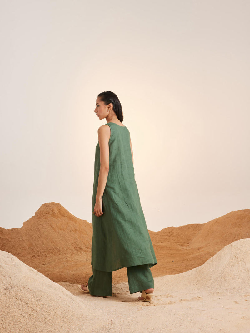 Front Slit Co ord Set-Green Co-ord Sets by CORD for women Worldwide