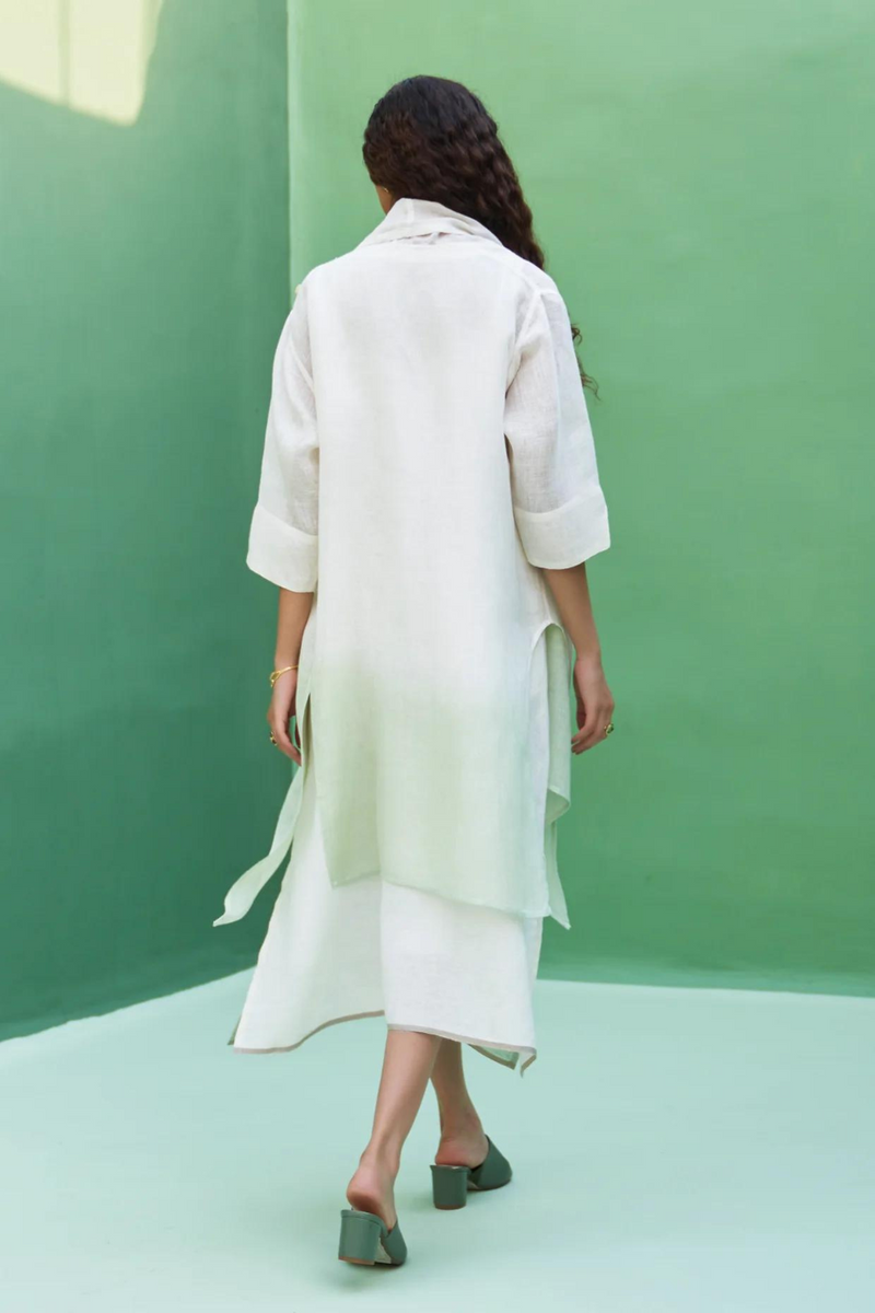Jin Linen Dress With Overlay
 - Ivory linen by Manan in ivory color for women Worldwide