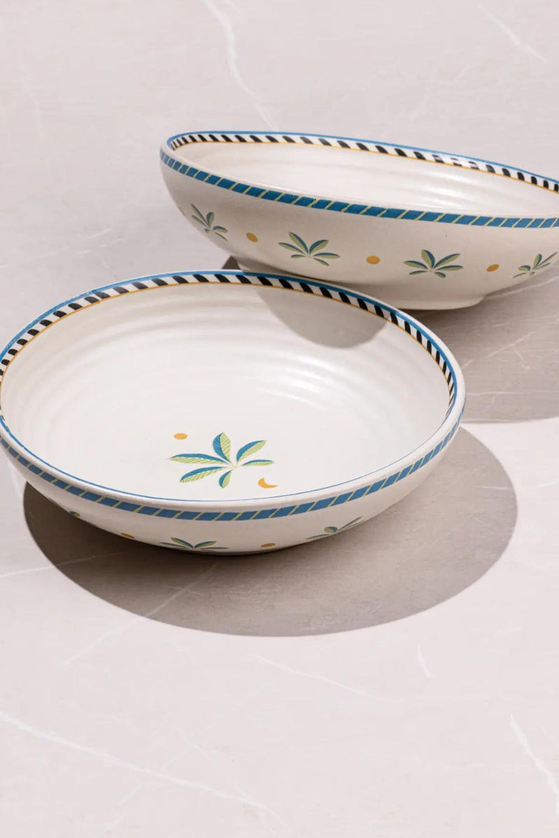Mirissa Shallow Bowls - set of 2 linen by Gado Living for Worldwide