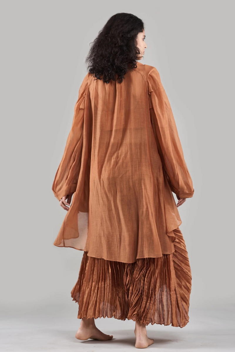 Chahel Versatile Wrinkle Skirt and Jacket silk by Ituvana in black color for women Worldwide