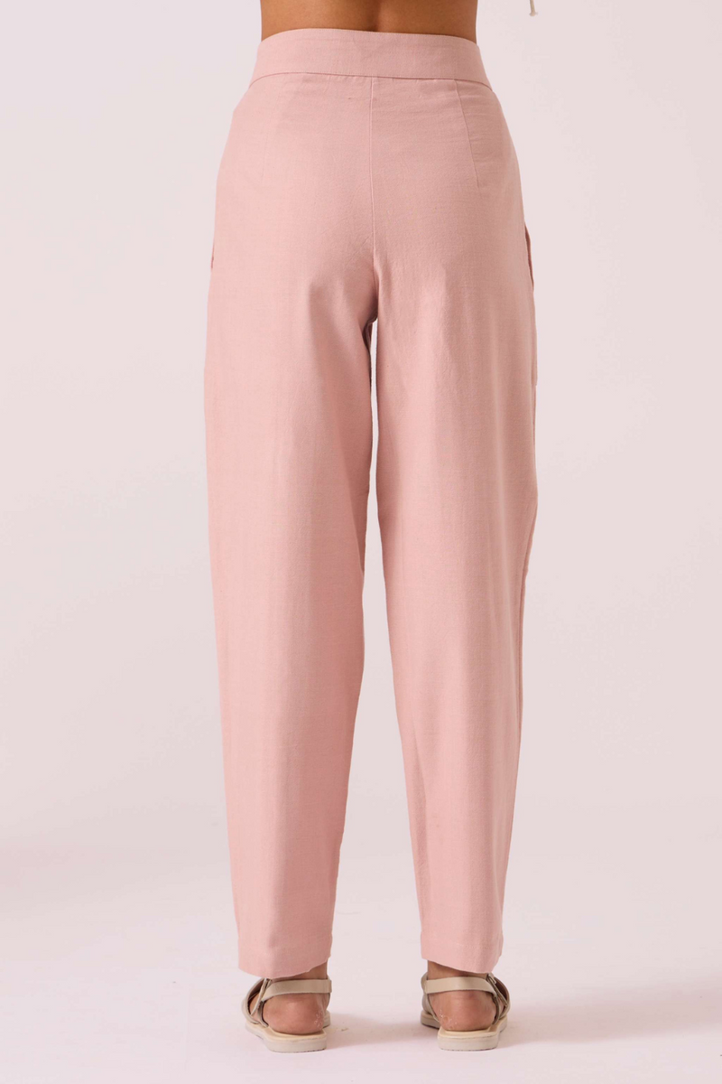 Victory Pink Handwoven Pants cotton by The Summer House in pink color for women Worldwide