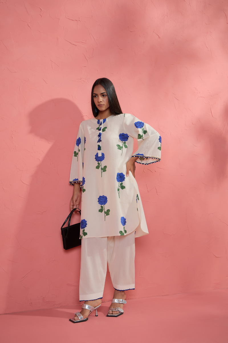 Fi Rose Set 4 cotton cambric light kurta set by AAVIDI in multicolor for women Worldwide