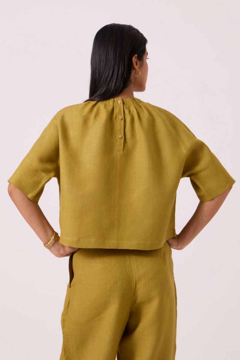 Bourne Olive Linen Top by The Summer House in olive color for women Worldwide