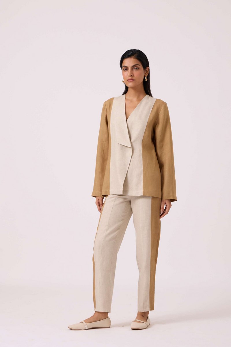 Tamara Linen Panelled Pants by The Summer House in blue color for women Worldwide