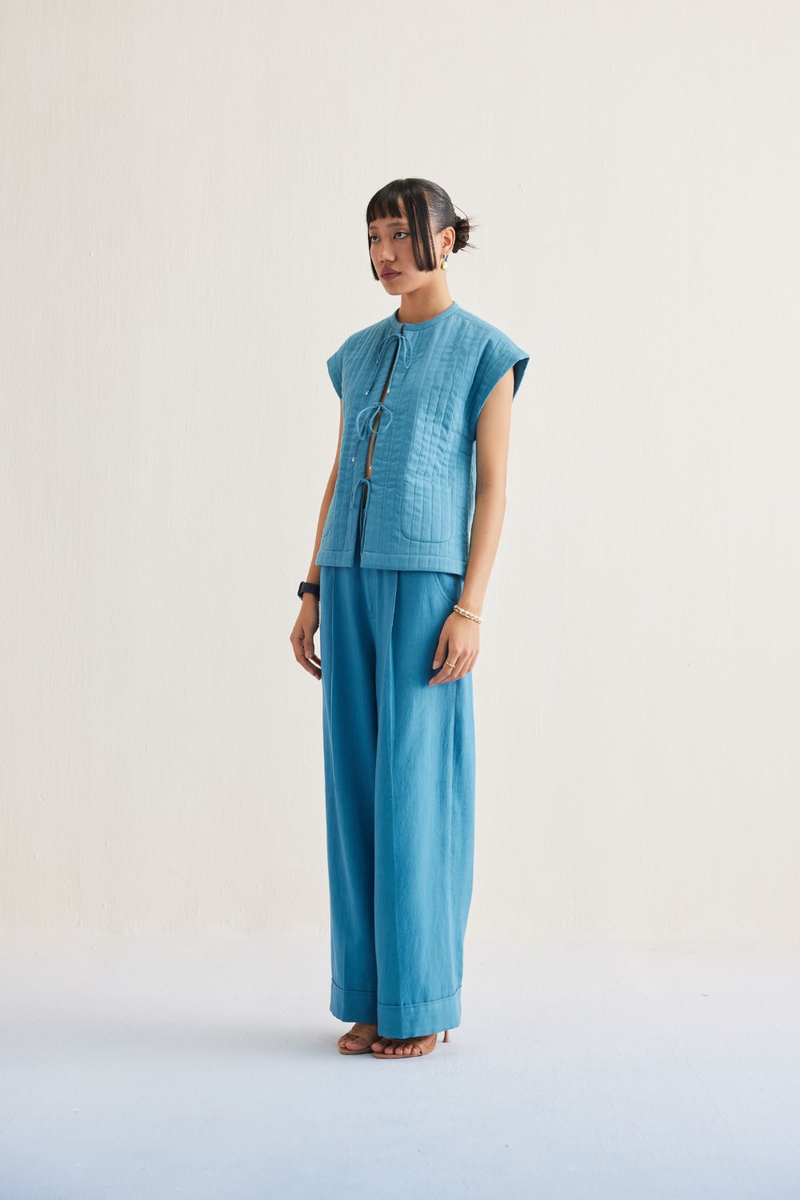 The Tidal Organic Cotton Reversible Vest cotton by SUI in blue color for women Worldwide