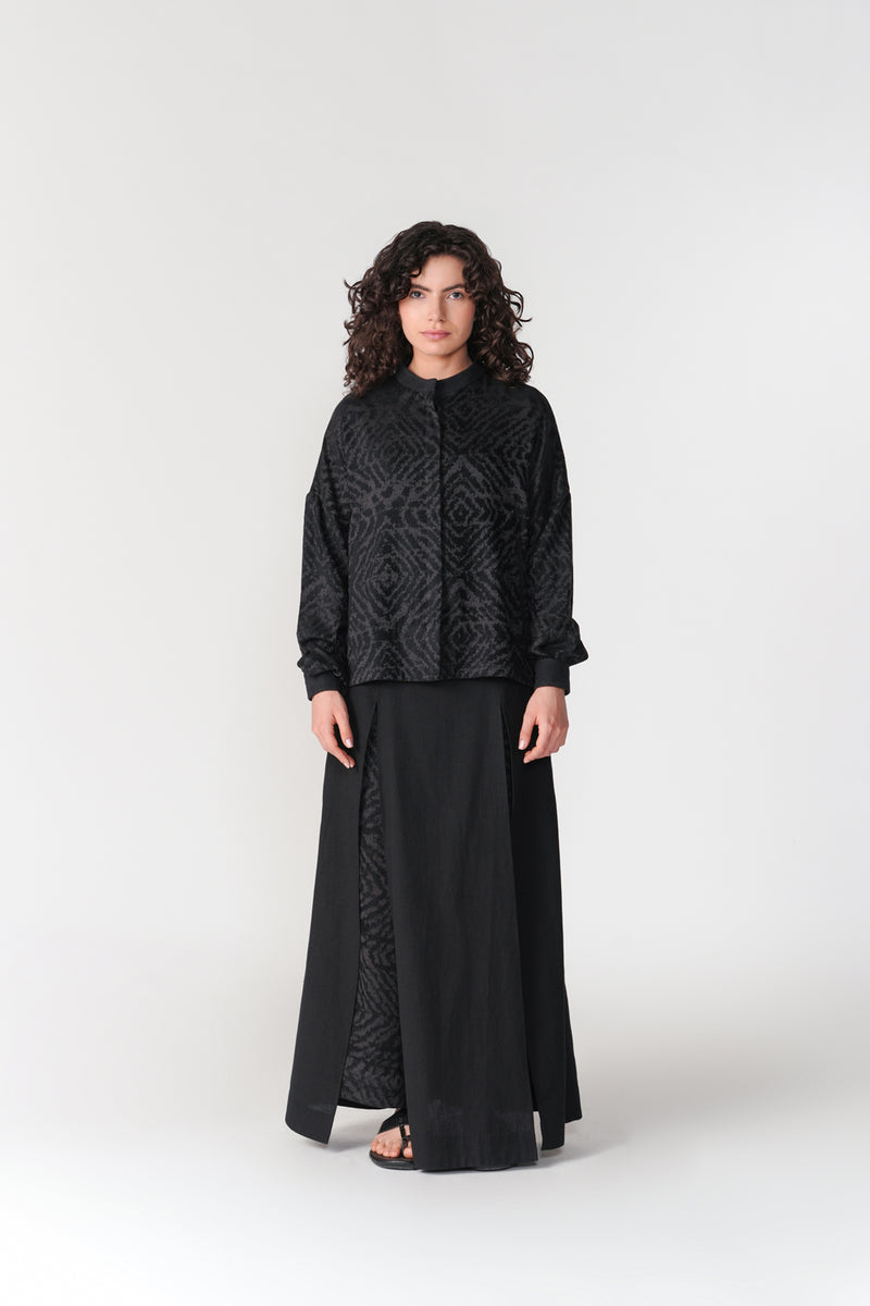 Jacquard Chenille Short Jacket jacket/overlay by Turn Black in black for women Worldwide