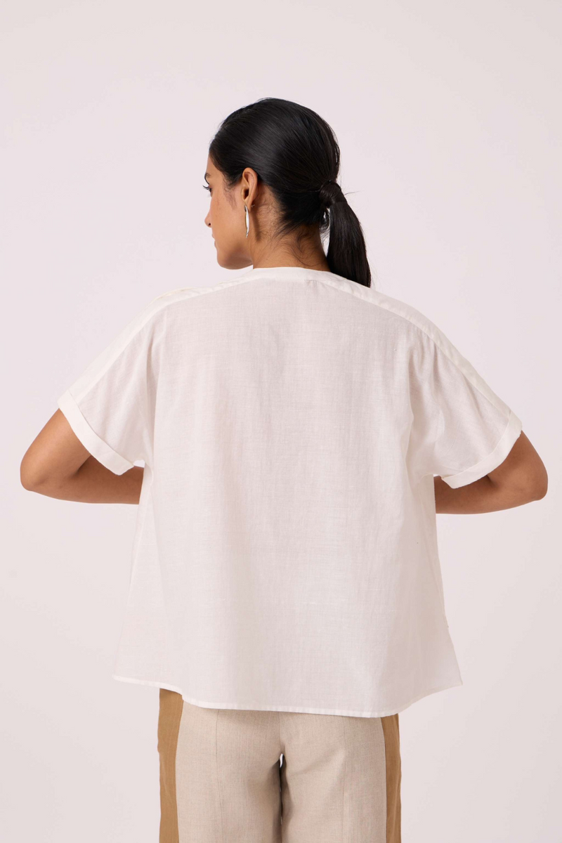 Garcia Handwoven Embroidered Top cotton by The Summer House in white color for women Worldwide