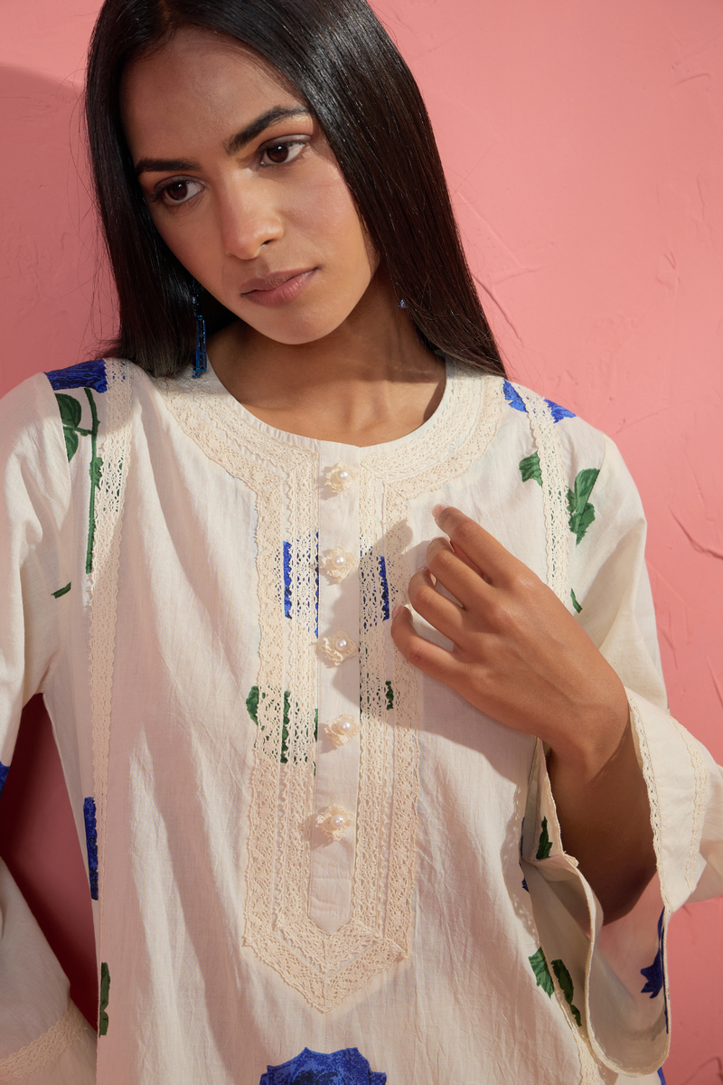 Fi Rose Set 1 cotton cambric light kurta set by AAVIDI in multicolor for women Worldwide