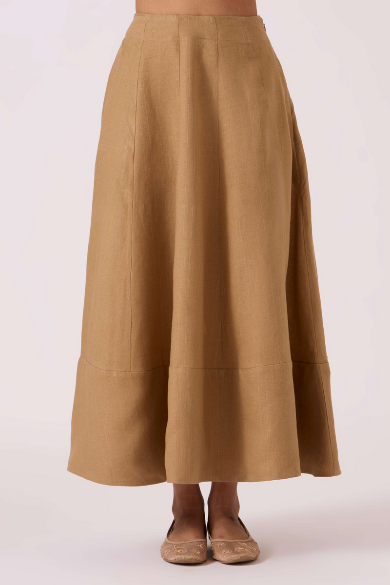 Marner Tan Linen Skirt by The Summer House for women Worldwide