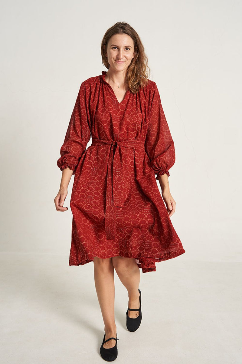 Ruby Red Oversized Dress cotton by World of Crow in red color for Worldwide
