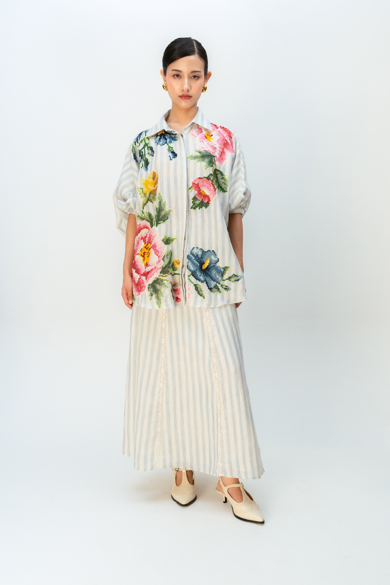 PINK RHAPSODY SHIRT linen top/shirt by Ode to Odd in blue for women Worldwide