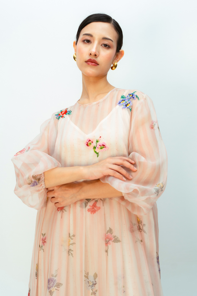 BARELY BLUSH DRESS silk organza dress by Ode to Odd in blush pink for women Worldwide