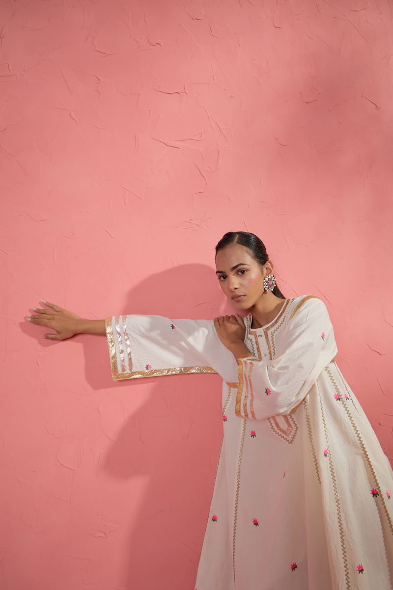 Lotus Blush Set cotton cambric light kurta set by AAVIDI in multicolor for women Worldwide
