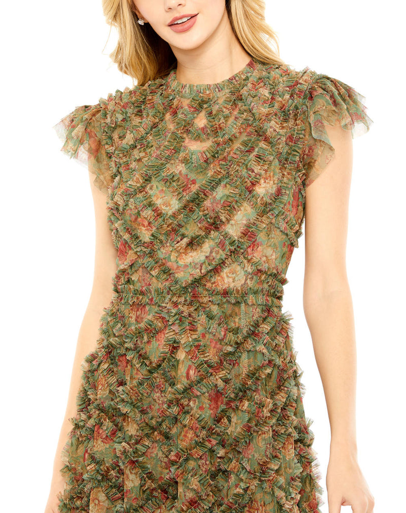 MD-8009 Ankle Length Dress-Green by Mac Duggal in green color for women Worldwide