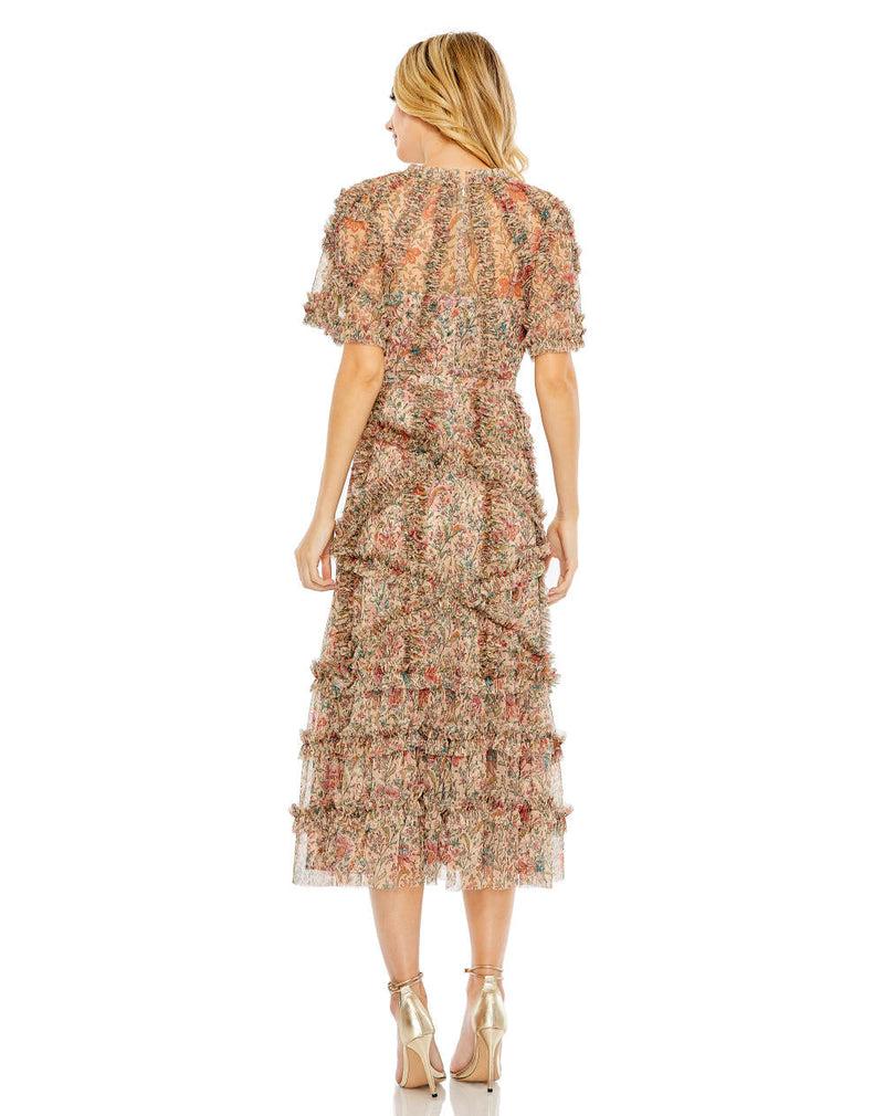 MD-8010 Ankle Length Dress-Beige by Mac Duggal in beige color for women Worldwide