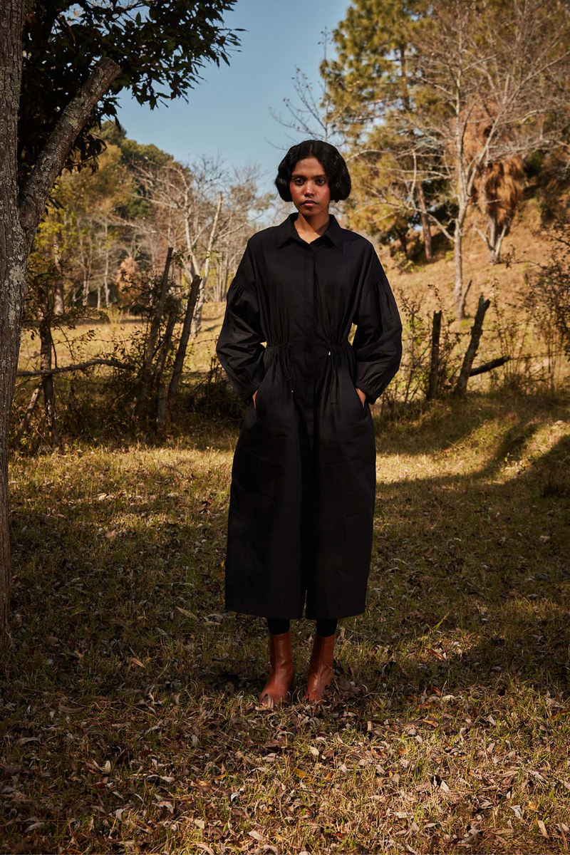 Raven Parkha dress poplin by Khara Kapas in black for women Worldwide