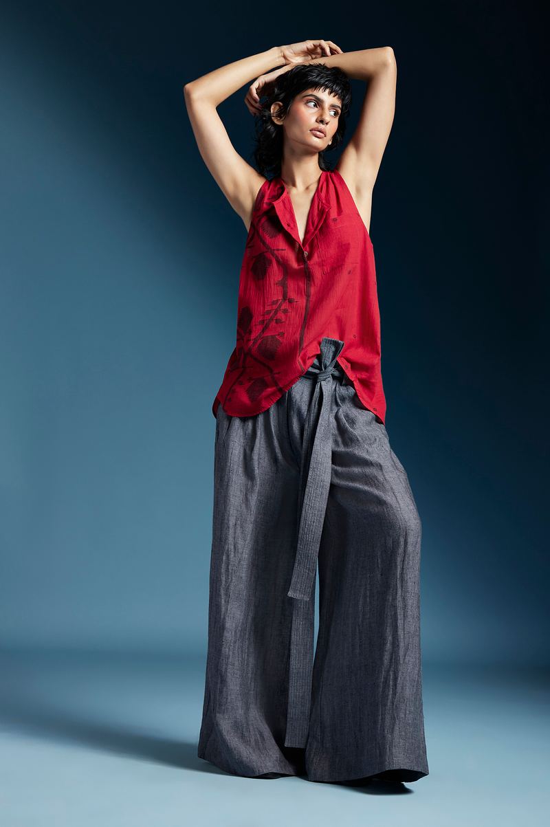 Crimson Top-Red cotton by Chola in red color for women Worldwide