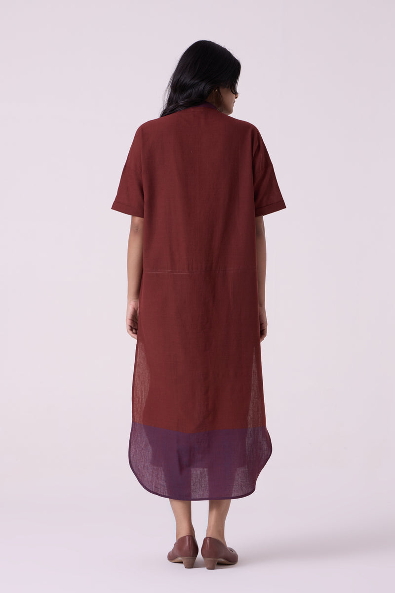 Hane Brown Colourblocked HandwovenTunic handwoven cotton tunics/kaftan by The Summer House in brown for women Worldwide