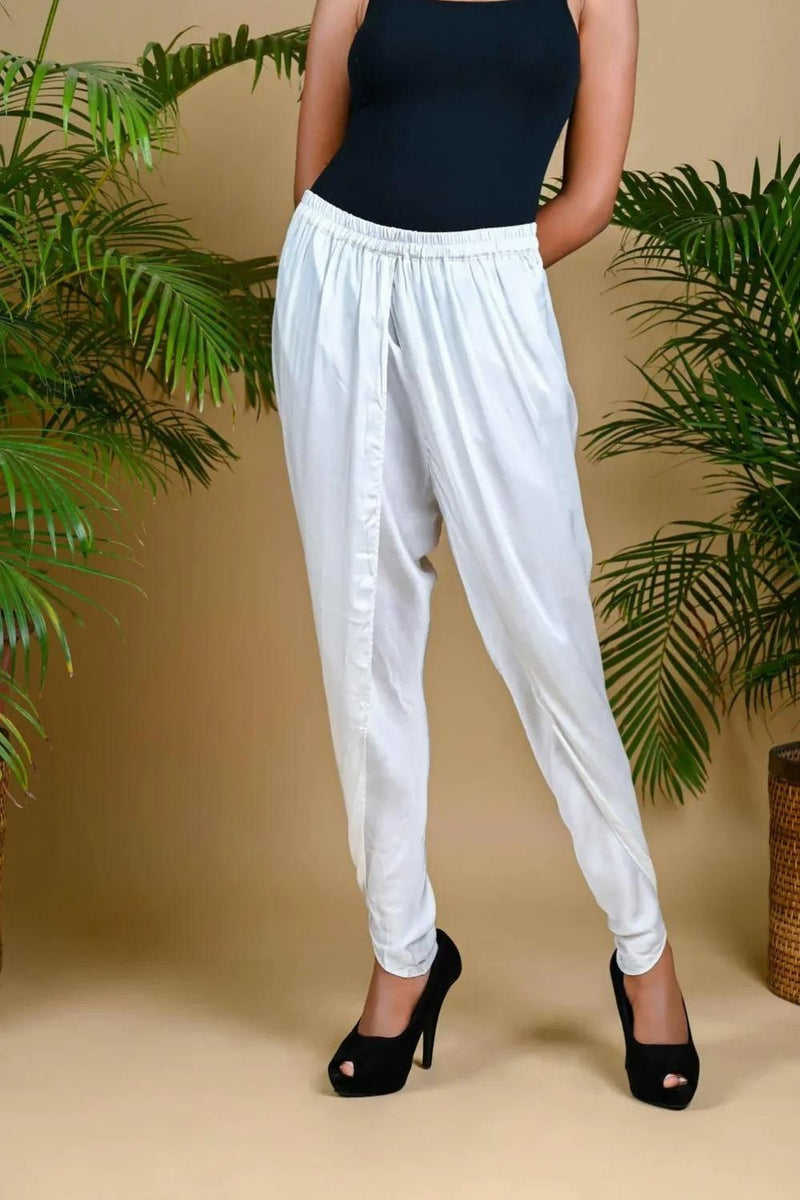 TULIP PANTS-WHITE silk by Dyelogue in white color for women Worldwide