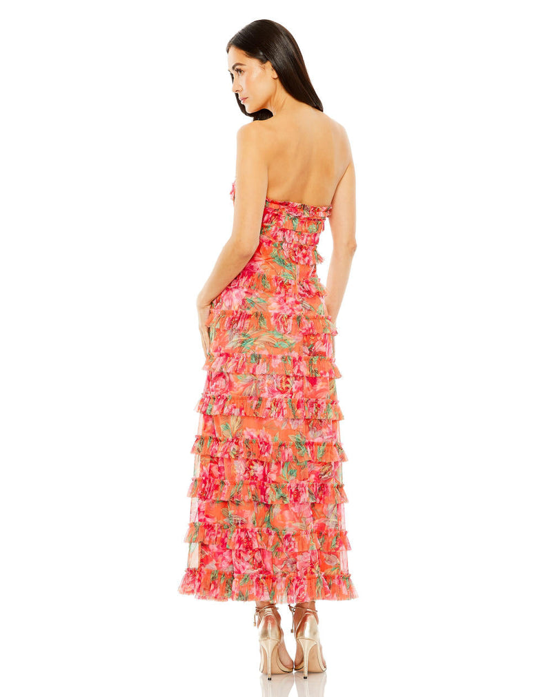 8137-Strapless Micro Ruffle Dress by Mac Duggal in orange color for women Worldwide