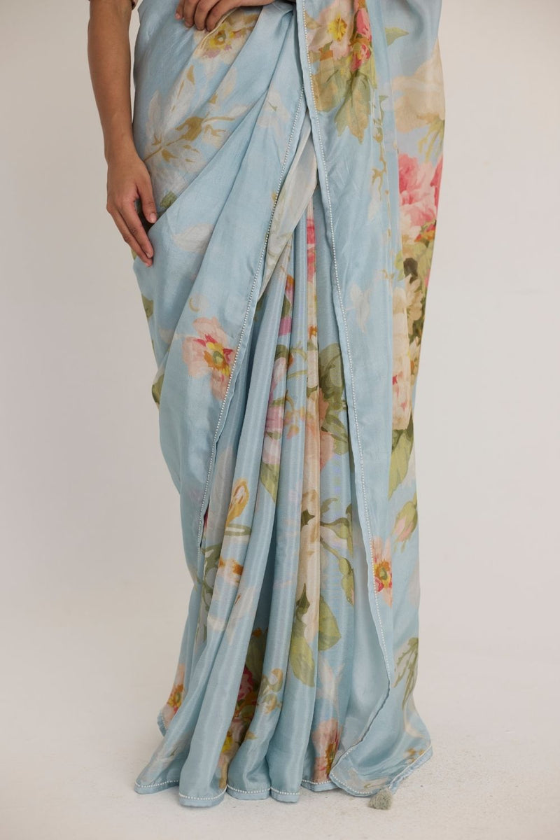 TAFFY SILK SAREE silk by Yam in blue color for women Worldwide
