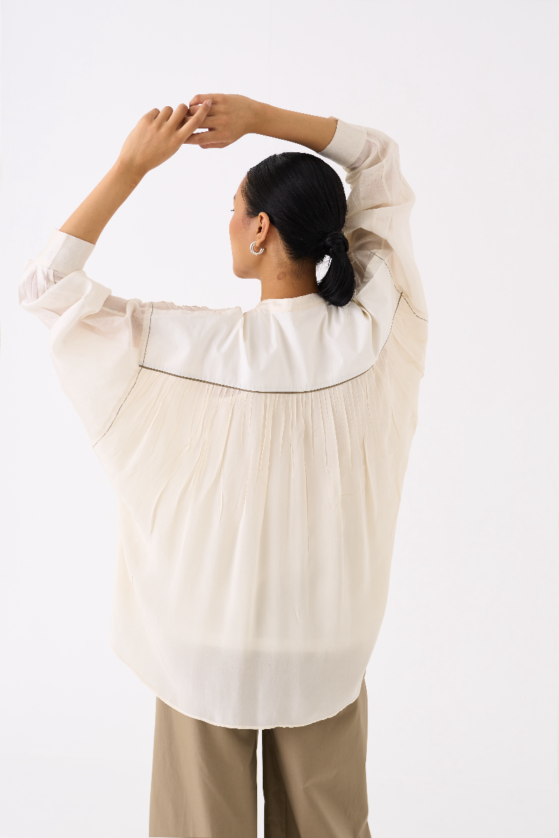 BAT SLEEVE TOP 
- IVORY chanderi by THREE in ivory color for women Worldwide