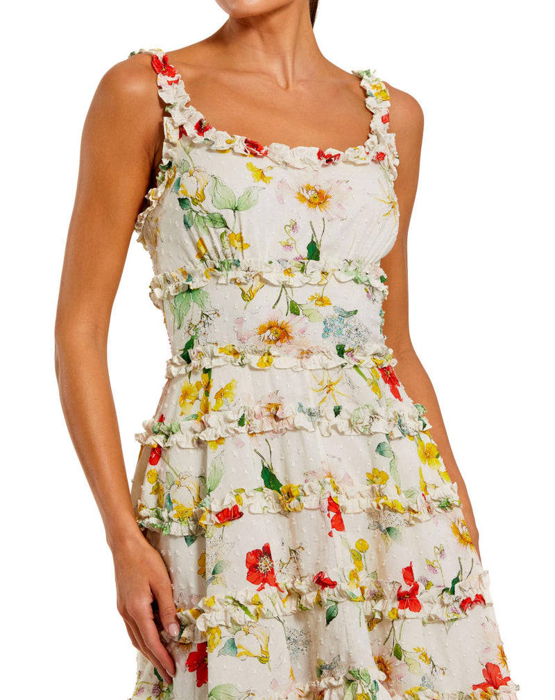 8257-Ruffle Floral Sweetheart Neck Mini Dress by Mac Duggal for women Worldwide