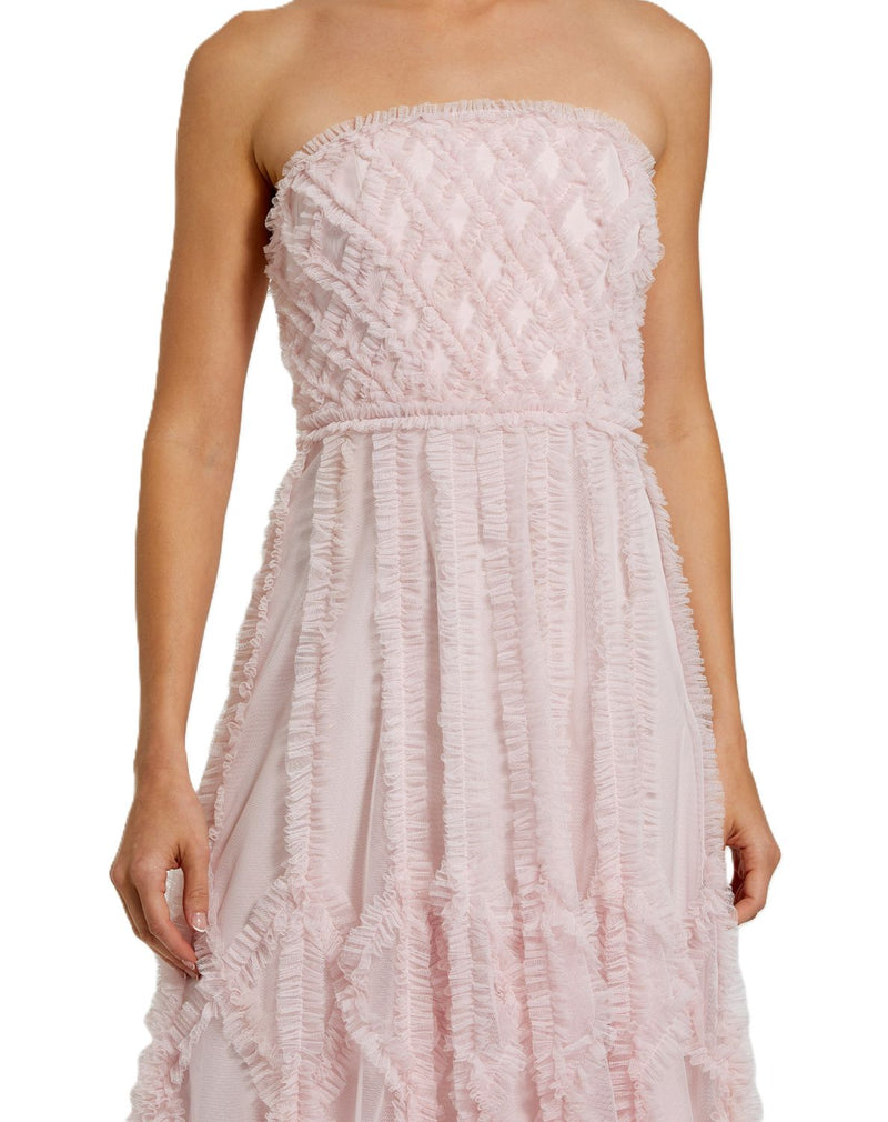 8277 - Pink Floral-printed Long Dress polyester cocktail/party dress by Mac Duggal in pink for women Worldwide