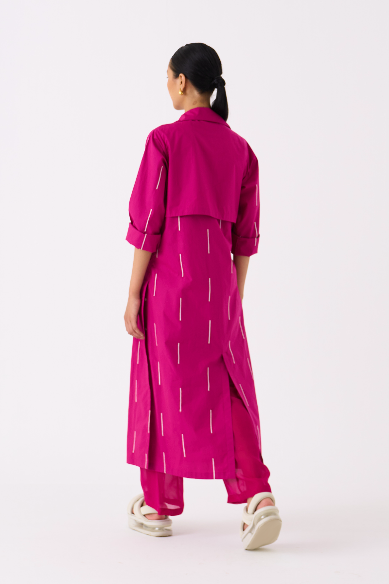 EMB. TIE JACKET CO-ORD 
(SET OF 2)-FUSCHIA