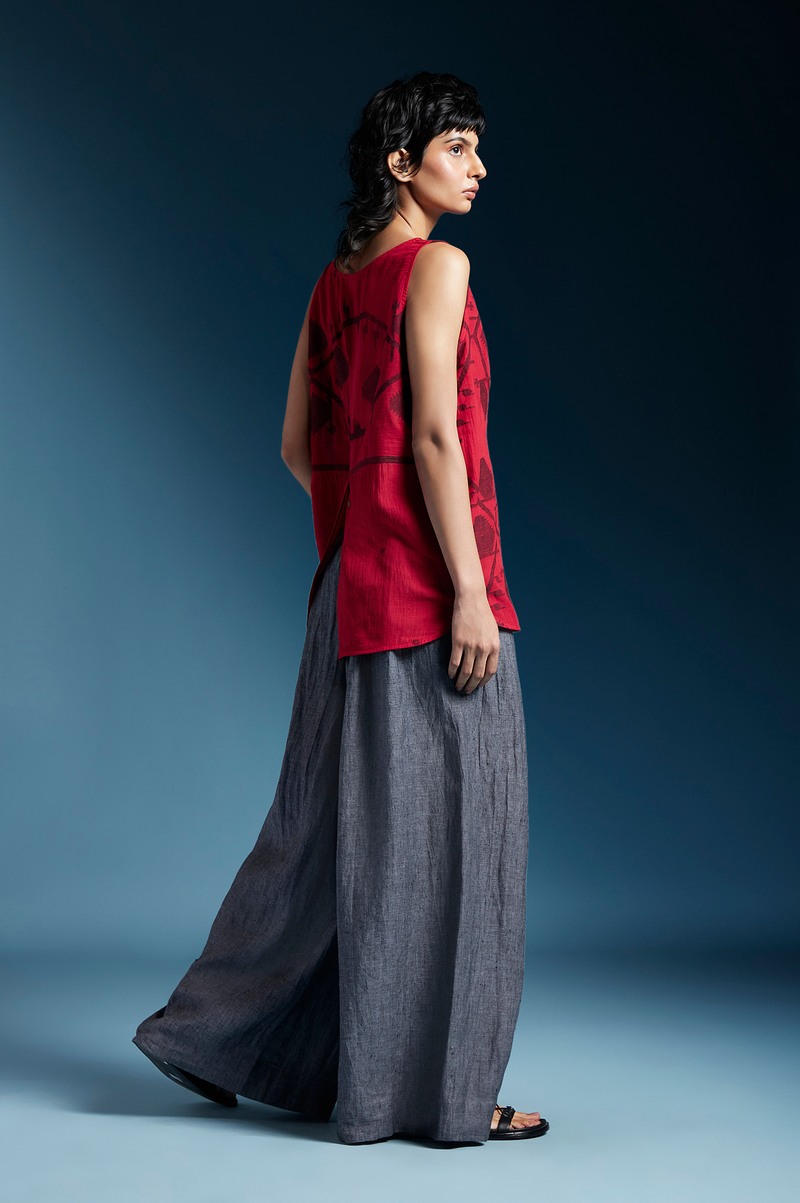 Crimson Top-Red cotton by Chola in red color for women Worldwide