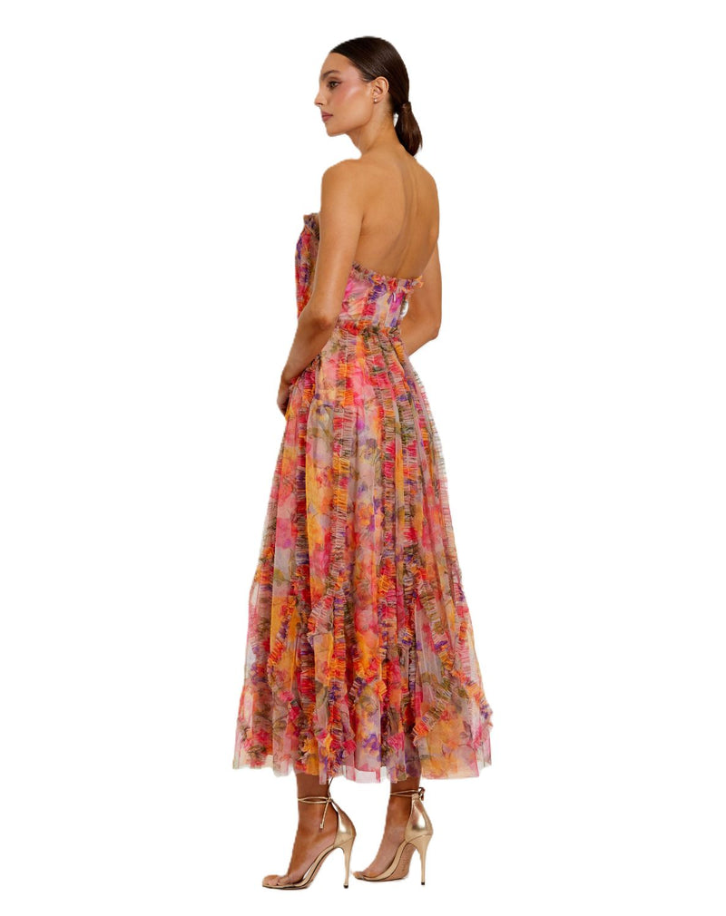 8308 - Multi Strapless Floral Ruffle Dress mul by Mac Duggal in multi color for women Worldwide