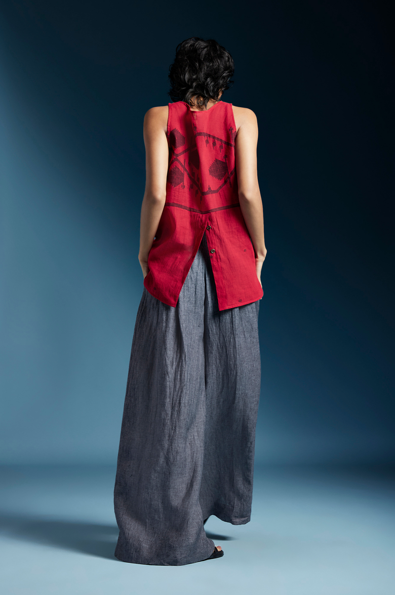 Crimson Top-Red cotton by Chola in red color for women Worldwide