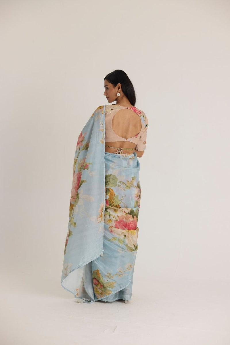 TAFFY SILK SAREE silk by Yam in blue color for women Worldwide
