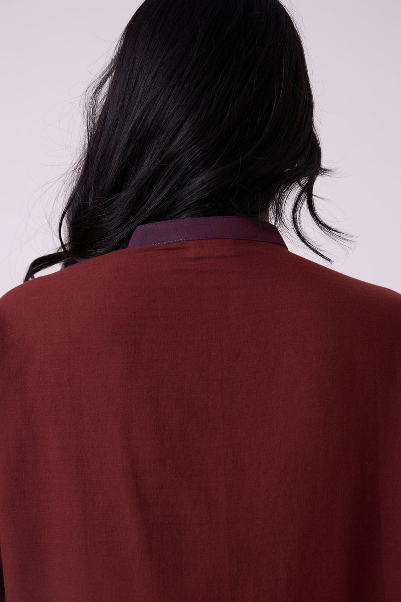 Hane Brown Colourblocked HandwovenTunic handwoven cotton tunics/kaftan by The Summer House in brown for women Worldwide