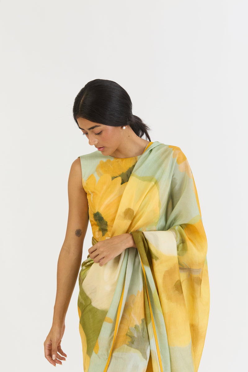 LEMONADE SAREE silk by Yam in yellow color for women Worldwide