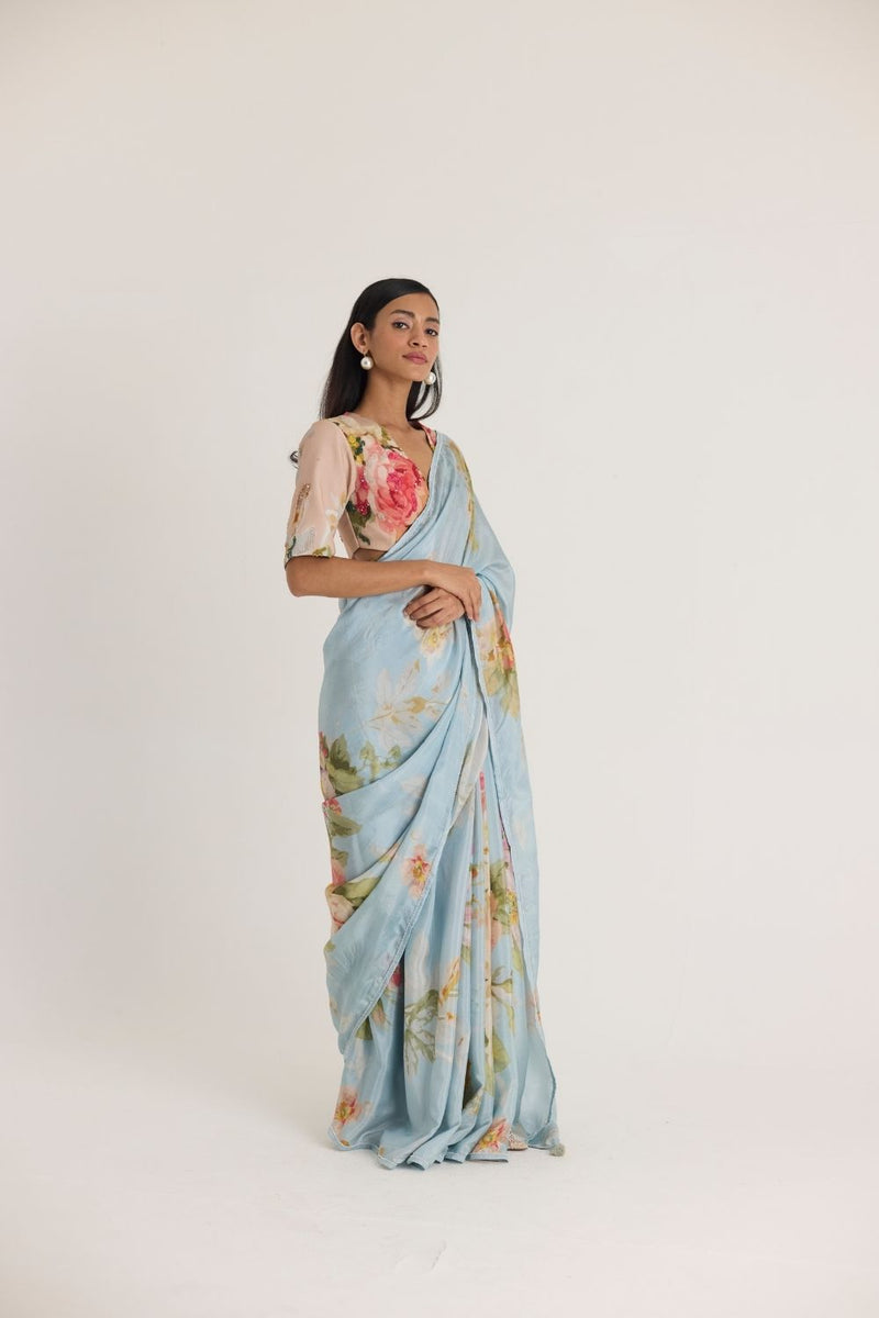 TAFFY SILK SAREE silk by Yam in blue color for women Worldwide